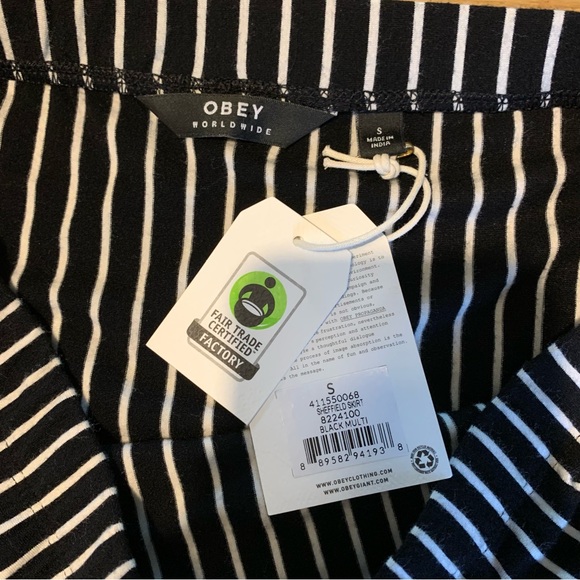 NWT Obey Sheffield Black and White Pinstripe Skirt S - Picture 7 of 8